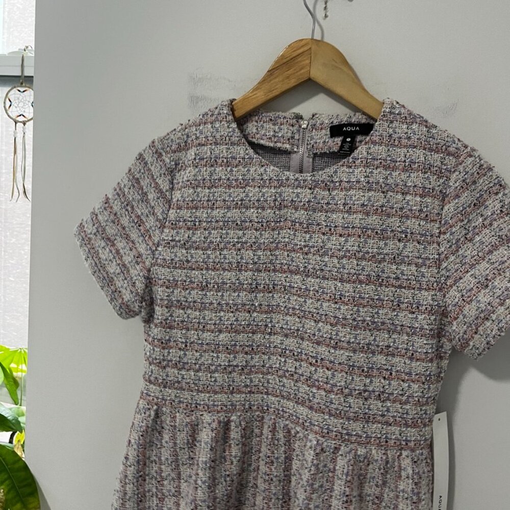 NEW Aqua Pastel Colored Tweed Mini Dress Size Small - Picture 5 of 9